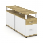 Тумба двухсторонняя опорная приставная с ящиком, распашным фасадом и надставкой Рива CONCEPT CN.DTGP-002 B/W Дуб Винченцо Белый бриллиант Белый