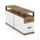 Тумба двухсторонняя опорная приставная с ящиком, распашным фасадом и надставкой Рива CONCEPT CN.DTGP-002 B/W Сандал Янтарный Белый бриллиант