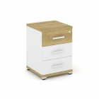 Тумба опорная/приставная с 3-мя ящиками Рива CONCEPT CN.TUO-001 B/W Дуб Винченцо Белый бриллиант Белый