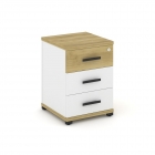 Тумба опорная/приставная с 3-мя ящиками Рива CONCEPT CN.TUO-001 B/W Дуб Винченцо Белый бриллиант Черный