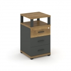 Тумба приставная с 3-мя ящиками и надставкой Рива CONCEPT CN.TUP-003 B/W Сандал Янтарный Антрацит