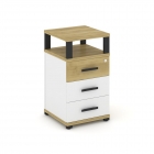 Тумба приставная с 3-мя ящиками и надставкой Рива CONCEPT CN.TUP-003 B/W Дуб Винченцо Белый бриллиант Черный