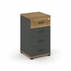 Тумба опорная/приставная с 4 ящиками Рива CONCEPT CN.TUO-002 B/W Сандал Янтарный Антрацит