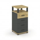 Тумба приставная с 4-мя ящиками и надставкой Рива CONCEPT CN.TUO-003 B/W Дуб Винченцо Антрацит