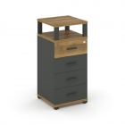 Тумба приставная с 4-мя ящиками и надставкой Рива CONCEPT CN.TUO-003 B/W Сандал Янтарный Антрацит