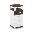 Тумба приставная с 4-мя ящиками и надставкой Рива CONCEPT CN.TUO-003 B/W Дуб Мали Белый бриллиант Белый