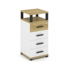 Тумба приставная с 4-мя ящиками и надставкой Рива CONCEPT CN.TUO-003 B/W Дуб Винченцо Белый бриллиант Черный