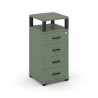 Тумба приставная с 4-мя ящиками и надставкой Рива CONCEPT CN.TUO-003 B/W Кобо Белый бриллиант Черный