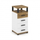 Тумба приставная с 4-мя ящиками и надставкой Рива CONCEPT CN.TUO-003 B/W Сандал Янтарный Белый бриллиант Черный