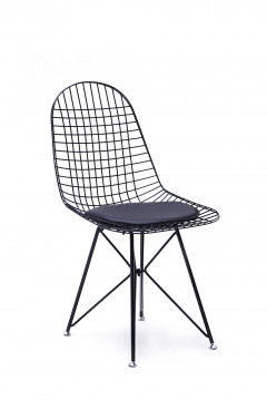Стул обеденный Stool Group Eiffel из металла цвет черный с подушкой из черной экокожи