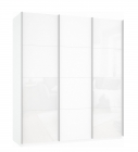 Шкаф-купе трехдверный Е1 Прайм 2100 Белое стекло/ДСП/Белое стекло Белый снег