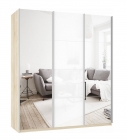 Шкаф-купе трехдверный Е1 Прайм 1800 Зеркало/Белое стекло/Зеркало Дуб сонома