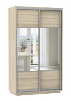 Шкаф-купе двухдверный Е1 Экспресс Дуо Комби 1200х2400h Ясень шимо светлый