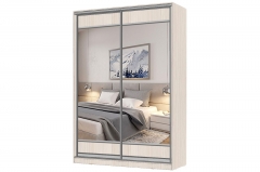 Шкаф-купе 2-х дверный Народная мебель Виктория 1400х584х2300, Бодега светлая 14ДЛЗЛДЛЗЛ-ПШ-Бс 310-132