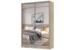 Шкаф-купе 2-х дверный Народная мебель Виктория 1400х584х2300, Дуб сонома светлый 14ДЗЗЗДЗЗЗ-ПЯ-Дсс 310-198