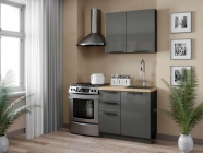 Кухонный гарнитур Любимый дом Герда 2 Чёрный/Антрацит глянец