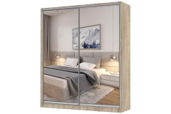 Шкаф-купе 2-х дверный Народная мебель Виктория 1800х584х2300, Дуб сонома светлый 18ДЗЗЗДЗЗЗ-ЯШШШ-Дсс 310-848