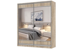 Шкаф-купе 2-х дверный Народная мебель Виктория 1800х584х2300, Дуб сонома светлый 18ДЛЗЛДЛЗЛ-ПЯШШ-Дсс 310-1035