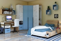 Модульная детская Урбан Любимый дом Урбан 3 Белый/Капри Синий