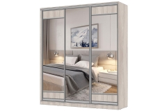 Шкаф-купе 3-х дверный Народная мебель Виктория 1800х584х2300, Ясень шимо светлый 18ДЛЗЛДЗДЛЗЛ-ПППШ-Яшс 310-2091