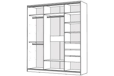 Шкаф-купе 3-х дверный Народная мебель Виктория 2000х584х2300, Белый 20ДЗДЗДЗ-ЯПШШ-Б 310-2869