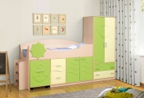Набор модульной мебели Матрица для детской комнаты Юниор -12.1 МДФ матовый Дуб молочный/Светло-зеленый/Ваниль