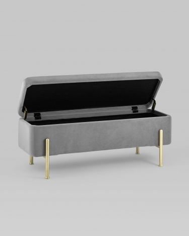 Банкетка с ящиком Stool Group Болейн gold велюр Серый