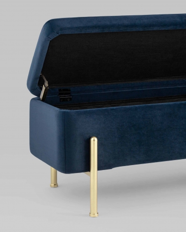 Банкетка с ящиком Stool Group Болейн gold велюр Синий