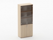 Шкаф высокий со стеклом Персона Грата Glassy 6.19.151 Дуб молочный