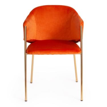 Стул Tetchair KRONOS mod. 8158 / 1 шт. в упаковке металл/вельвет, рыжий/золотые ножки, G062-24