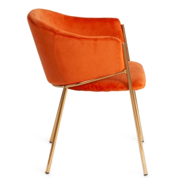 Стул Tetchair KRONOS mod. 8158 / 1 шт. в упаковке металл/вельвет, рыжий/золотые ножки, G062-24