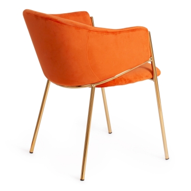 Стул Tetchair KRONOS mod. 8158 / 1 шт. в упаковке металл/вельвет, рыжий/золотые ножки, G062-24