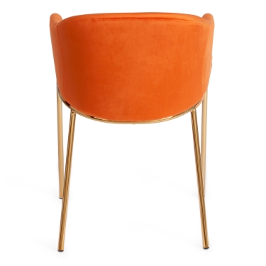 Стул Tetchair KRONOS mod. 8158 / 1 шт. в упаковке металл/вельвет, рыжий/золотые ножки, G062-24