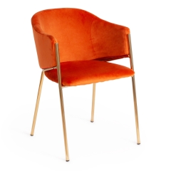 Стул Tetchair KRONOS mod. 8158 / 1 шт. в упаковке металл/вельвет, рыжий/золотые ножки, G062-24