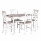 Обеденный комплект Tetchair Хадсон стол + 4 стула/ Hudson Dining Set mod.0104 МДФ/тополь/меламин, стол 118х74х73 см, стул 42,5x46,5x93,5 см, white белый / grey серый