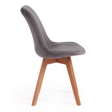 Стул Tetchair TULIP SOFT mod. 74 / 1 шт. в упаковке вельвет/дерево , 54 х 47 х 83 см , светло-серый HLR19/натуральный