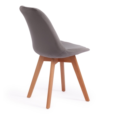 Стул Tetchair TULIP SOFT mod. 74 / 1 шт. в упаковке вельвет/дерево , 54 х 47 х 83 см , светло-серый HLR19/натуральный