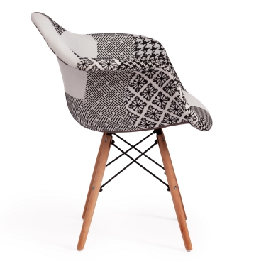 Кресло Tetchair CINDY SOFT EAMES mod. 101 / 1 шт. в упаковке дерево бук/металл/мягкое сиденье/ткань, 61 х 60 х 80 см , black/white черный/белый