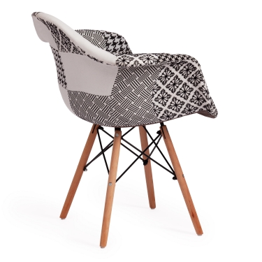 Кресло Tetchair CINDY SOFT EAMES mod. 101 / 1 шт. в упаковке дерево бук/металл/мягкое сиденье/ткань, 61 х 60 х 80 см , black/white черный/белый