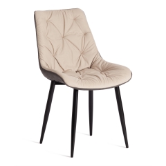 Стул Tetchair ALTUS mod. 2334 / 1 шт. в упаковке ткань/экокожа/металл, 53x61x88 см, бежевый/темно-серый/черные ножки