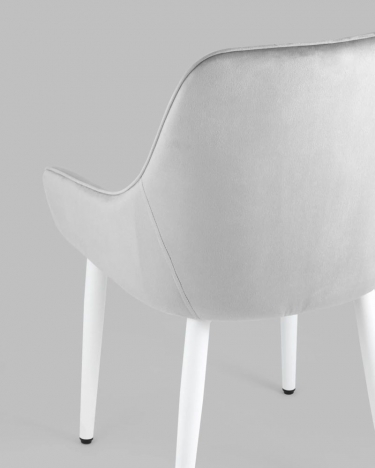 Комплект из четырех стульев Stool Group Диана велюр цвет серый ножки белые металла