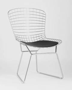 Стул обеденный Stool Group Bertoia хромированный с черной подушкой 4 шт