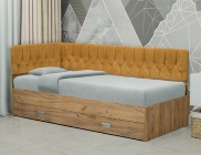 Кровать с продольной мягкой спинкой левая Матрица Софа 16 800х2000 Белая Велюр 006