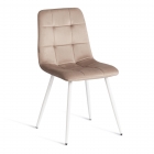 Стул Tetchair CHILLY mod. JSC-220 Велюр/металл , 44,5х52,5х88 см, Beige бежевый HLR8 / белый