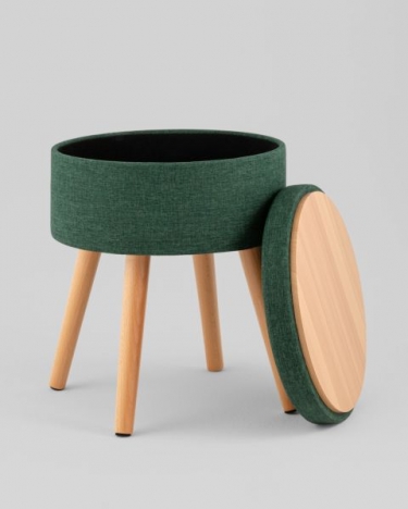 Пуф с ящиком Stool Group Store Woody рогожка темно-зеленая