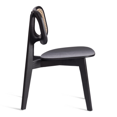 Стул Tetchair ODIN дерево вяз/ротанг, черный, 42х45х78 см