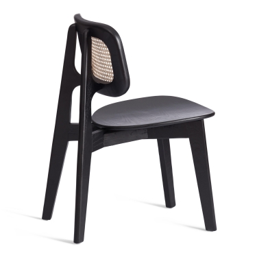 Стул Tetchair ODIN дерево вяз/ротанг, черный, 42х45х78 см