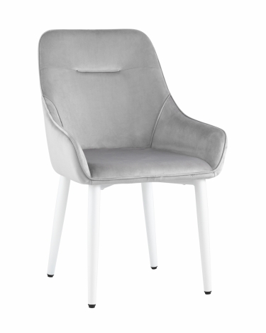 Комплект из двух стульев Stool Group Диана велюр серебристый ножки белые 2 шт