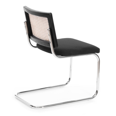 Стул Tetchair MANI дерево вяз, ротанг/ткань лен, металлический каркас, черный, 46х46х78 см