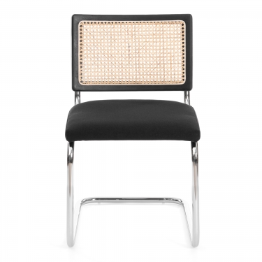 Стул Tetchair MANI дерево вяз, ротанг/ткань лен, металлический каркас, черный, 46х46х78 см